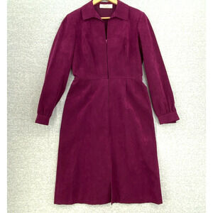 Vintage Mollie Parnis Dress Womens 10 1960s Ultra Suede Zip Up Long Sleeve USA